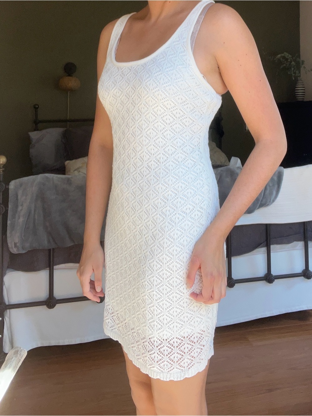 Madden NYC Textured Crochet Knit Mini Dress Size L